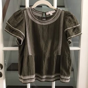 Loft olive green boho top, XSP